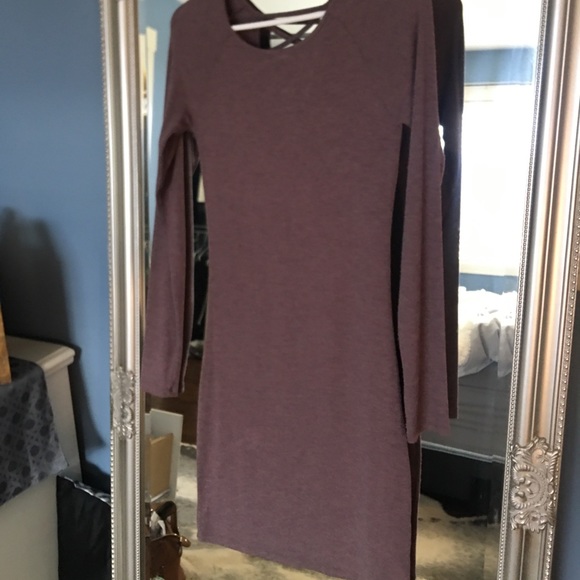 Mauve Ribbed Long sleeve dress - Picture 1 of 3